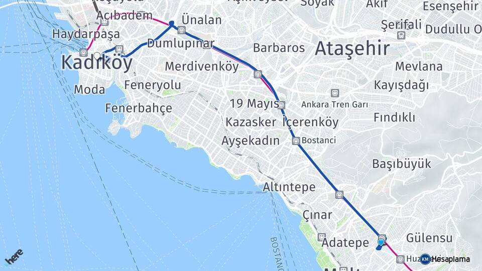 İstanbul Maltepe Bağlarbaşı Kadıköy Arası Kaç Km - Yol Haritası