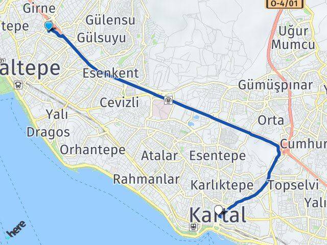 İstanbul Maltepe Bağlarbaşı Kartal Arası Kaç Km - Yol Haritası