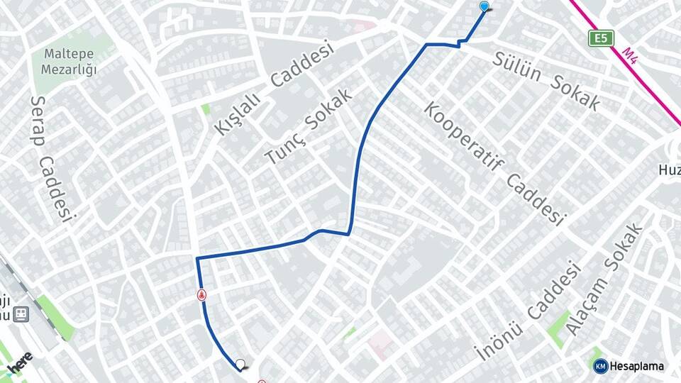 İstanbul Maltepe Bağlarbaşı Maltepe Arası Kaç Km - Yol Haritası