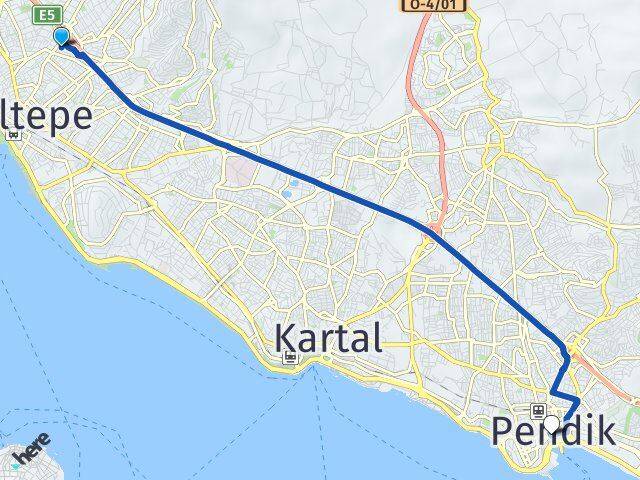 İstanbul Maltepe Bağlarbaşı Pendik Arası Kaç Km - Yol Haritası