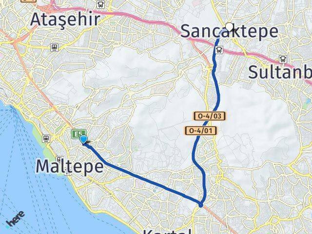 İstanbul Maltepe Bağlarbaşı Sancaktepe Arası Kaç Km - Yol Haritası
