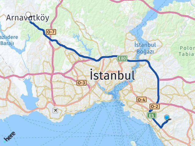 İstanbul Maltepe Başıbüyük Arnavutköy Arası Kaç Km - Yol Haritası