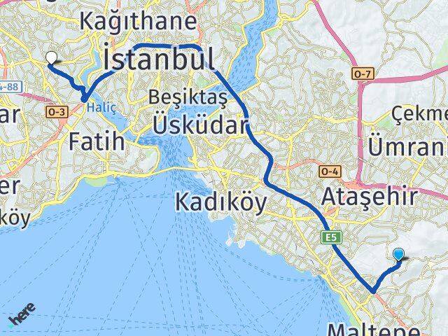 İstanbul Maltepe Başıbüyük Gaziosmanpaşa Arası Kaç Km - Yol Haritası