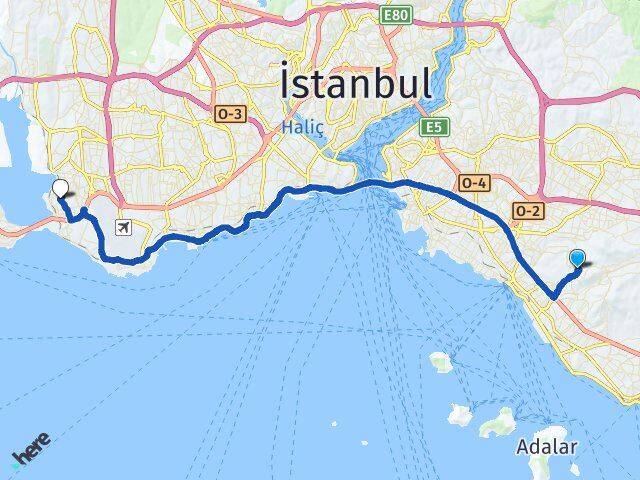 İstanbul Maltepe Başıbüyük Küçükçekmece Arası Kaç Km - Yol Haritası