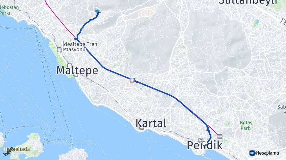 İstanbul Maltepe Başıbüyük Pendik Arası Kaç Km - Yol Haritası
