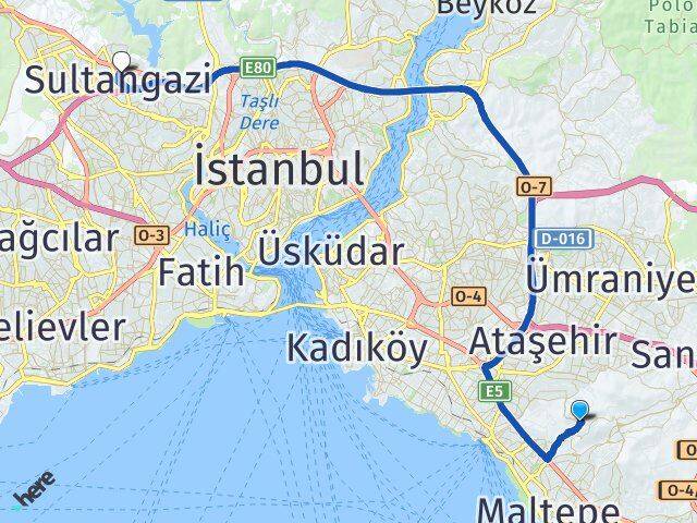 İstanbul Maltepe Başıbüyük Sultangazi Arası Kaç Km - Yol Haritası