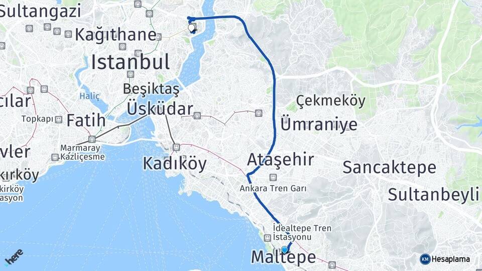 İstanbul Maltepe Bebek Beşiktaş Arası Kaç Km - Yol Haritası