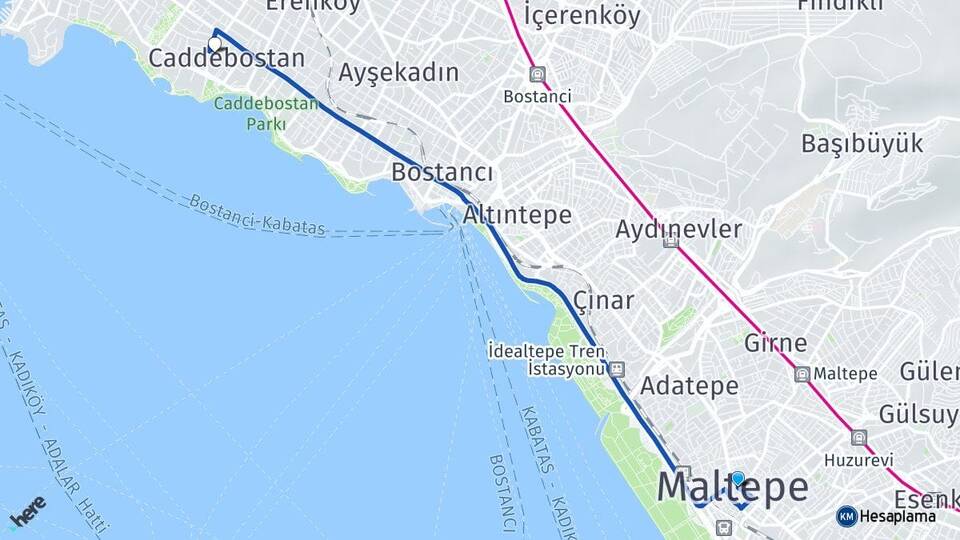İstanbul Maltepe Caddebostan Kadıköy Arası Kaç Km - Yol Haritası
