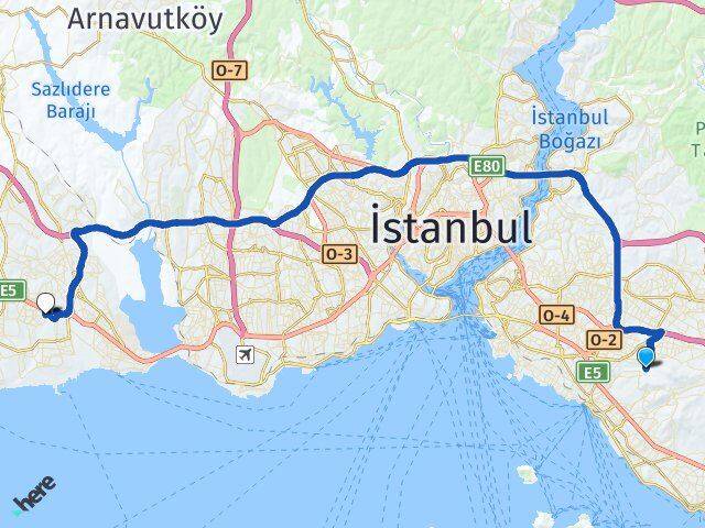 İstanbul Maltepe Fındıklı Beylikdüzü Arası Kaç Km - Yol Haritası