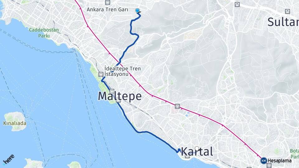 İstanbul Maltepe Fındıklı Kartal Arası Kaç Km - Yol Haritası
