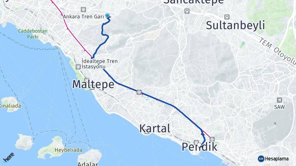 İstanbul Maltepe Fındıklı Pendik Arası Kaç Km - Yol Haritası