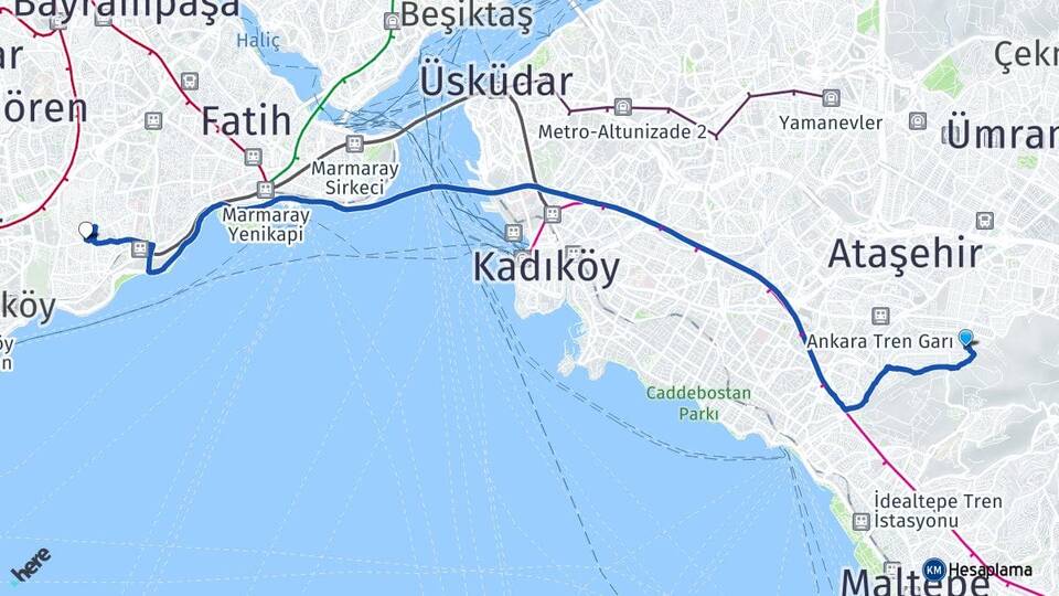 İstanbul Maltepe Fındıklı Zeytinburnu Arası Kaç Km - Yol Haritası