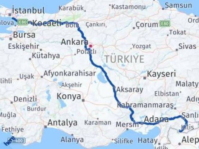 İstanbul Maltepe Kilis Arası Kaç Km - Yol Haritası
