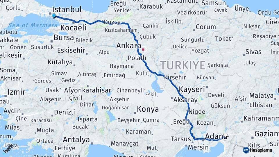İstanbul Maltepe Osmaniye Arası Kaç Km - Yol Haritası