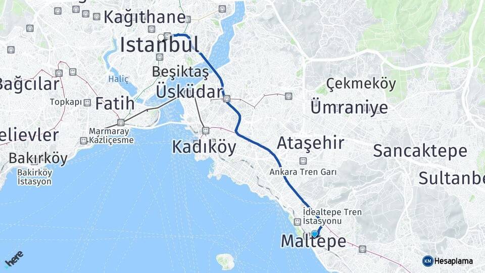 İstanbul Maltepe Şişli Arası Kaç Km - Yol Haritası