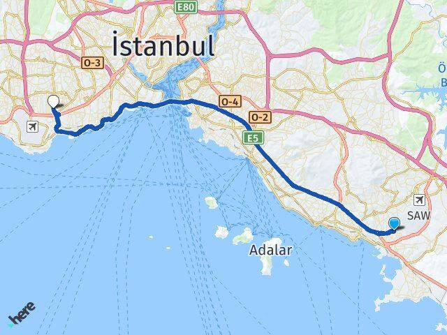 İstanbul Pendik Kavakpınar Bahçelievler Arası Kaç Km - Yol Haritası
