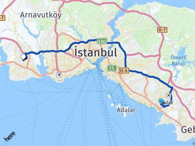 İstanbul Pendik Kavakpınar Esenyurt Arası Kaç Km - Yol Haritası