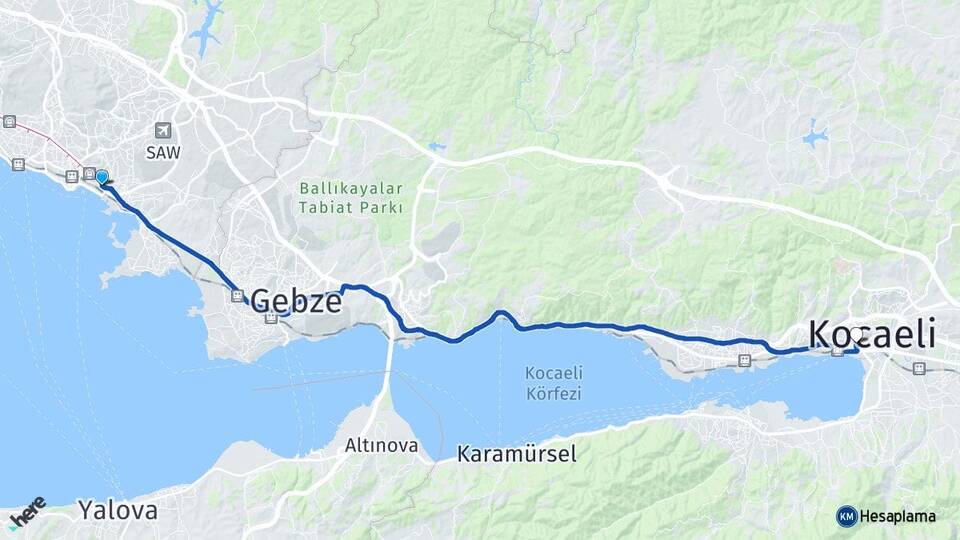 İstanbul Pendik Kaynarca İzmit Kocaeli Arası Kaç Km - Yol Haritası