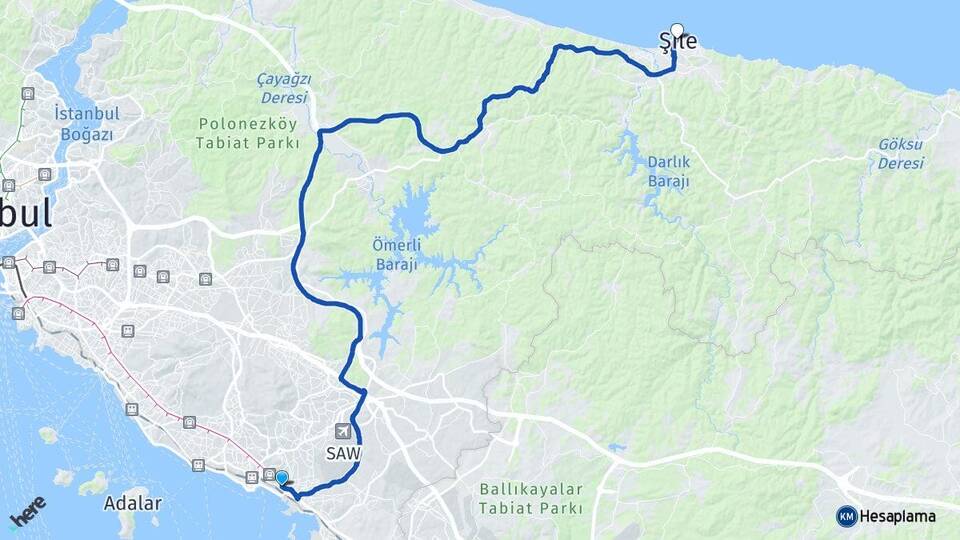 İstanbul Pendik Kaynarca Şile Arası Kaç Km - Yol Haritası