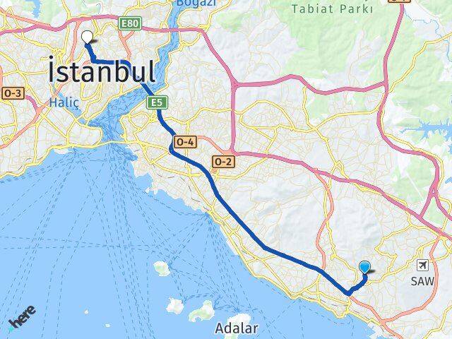 İstanbul Pendik Velibaba Kağıthane Arası Kaç Km - Yol Haritası