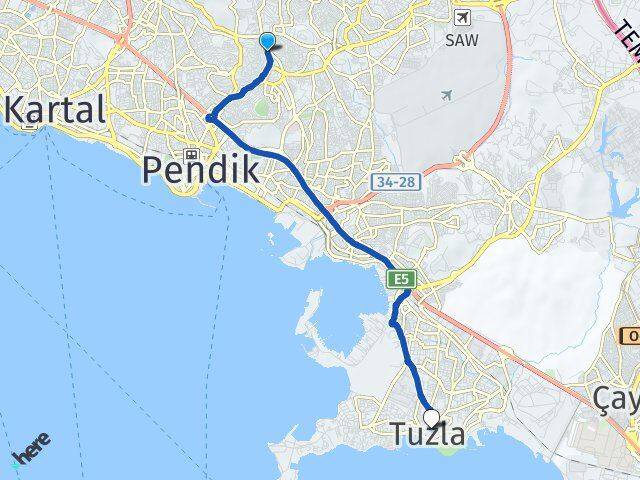 İstanbul Pendik Velibaba Tuzla Arası Kaç Km - Yol Haritası