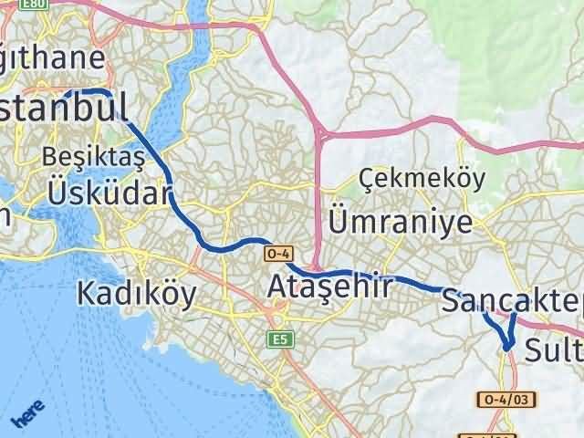 istanbul sancaktepe arasi kac km kac saat yol tarifi