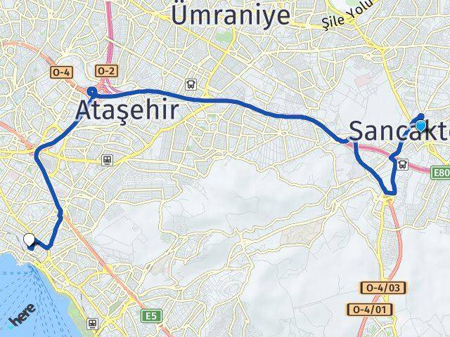 İstanbul Sancaktepe Bostancı Kadıköy Arası Kaç Km - Yol Haritası