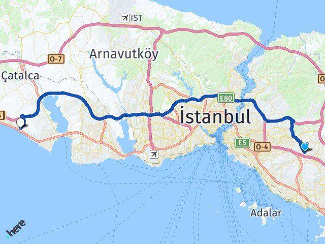 İstanbul Sancaktepe Kumburgaz Büyükçekmece Arası Kaç Km - Yol Haritası
