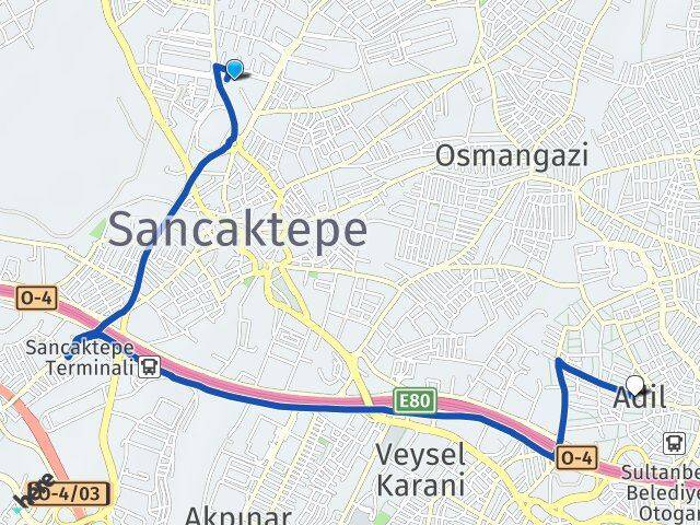 İstanbul Sancaktepe Samandıra Adil Sultanbeyli Arası Kaç Km - Yol Haritası