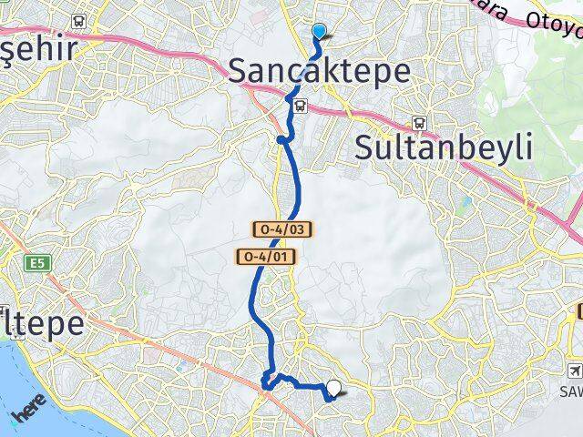 İstanbul Sancaktepe Samandıra Hürriyet Kartal Arası Kaç Km - Yol Haritası