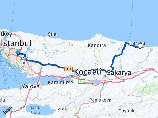 İstanbul Sancaktepe Samandıra Kocaali Sakarya Arası Kaç Km - Yol Haritası
