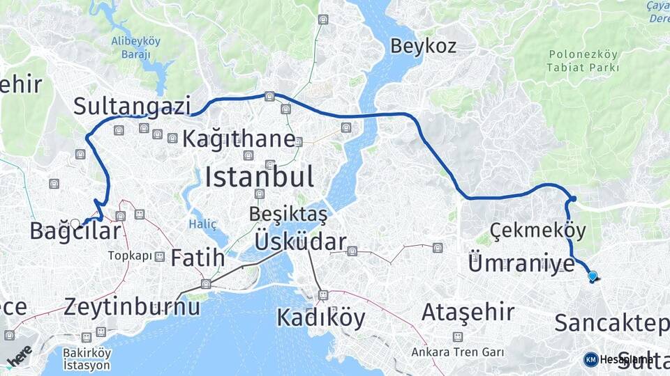 İstanbul Sancaktepe Sarıgazi Bağcılar Arası Kaç Km - Yol Haritası