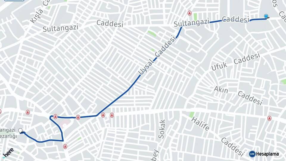 İstanbul Sancaktepe Yenidoğan Sarıgazi Sancaktepe Arası Kaç Km - Yol Haritası