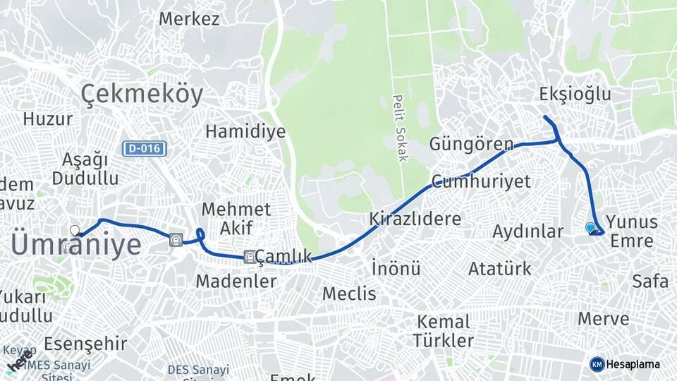 İstanbul Sancaktepe Yenidoğan Ümraniye Arası Kaç Km - Yol Haritası