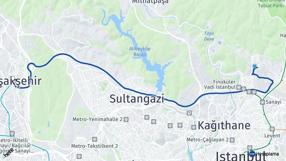İstanbul Sarıyer Ayazağa Başakşehir Arası Kaç Km - Yol Haritası