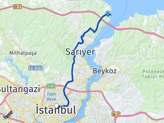 İstanbul Sarıyer Garipçe Şişli Arası Kaç Km - Yol Haritası