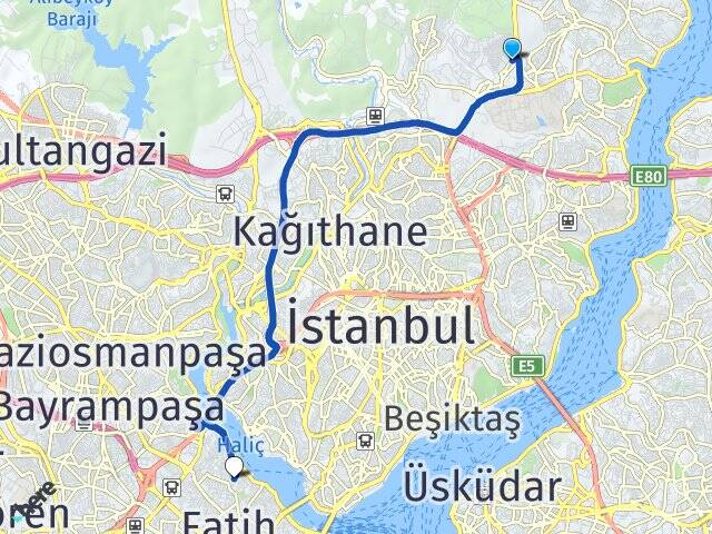 İstanbul Sarıyer Maslak Balat Fatih Arası Kaç Km - Yol Haritası