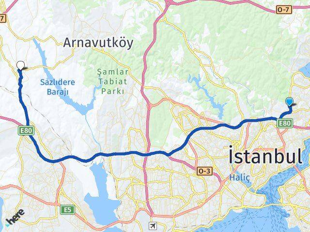 İstanbul Sarıyer Maslak Hadımköy Arnavutköy Arası Kaç Km - Yol Haritası