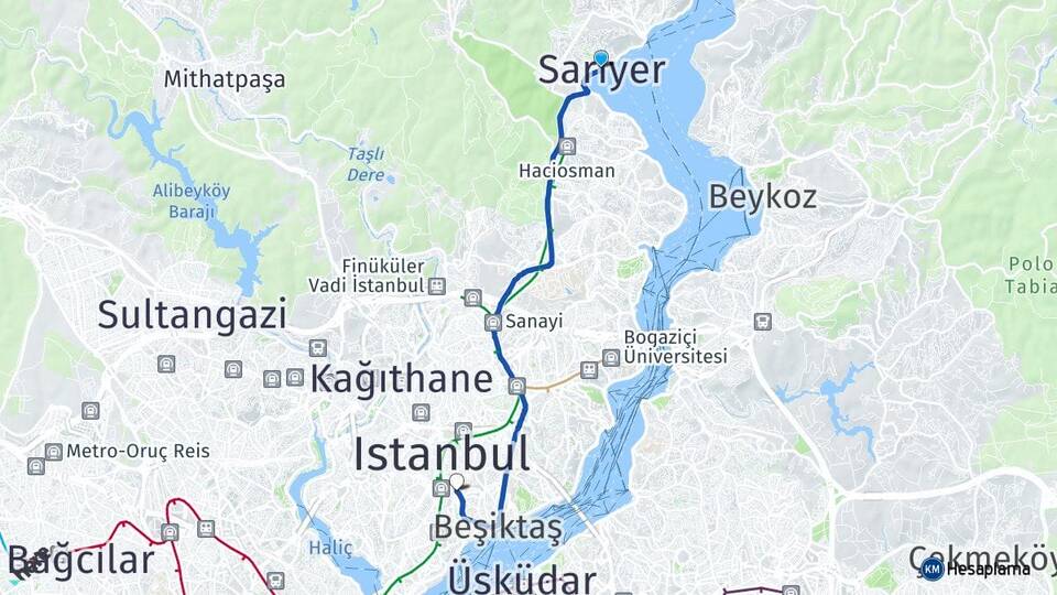 İstanbul Sarıyer Nişantaşı Şişli Arası Kaç Km - Yol Haritası