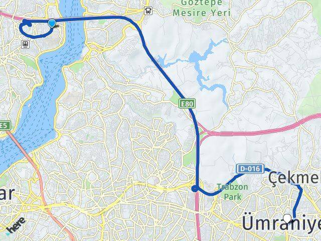 İstanbul Sarıyer Rumelihisarı Ümraniye Arası Kaç Km - Yol Haritası