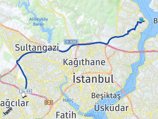 İstanbul Sarıyer Yeniköy Esenler Arası Kaç Km - Yol Haritası