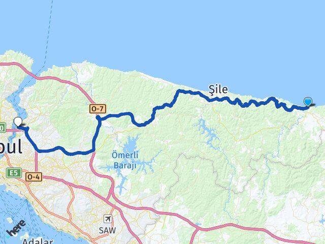 İstanbul Şile Ağva Kanlıca Beykoz Arası Kaç Km - Yol Haritası
