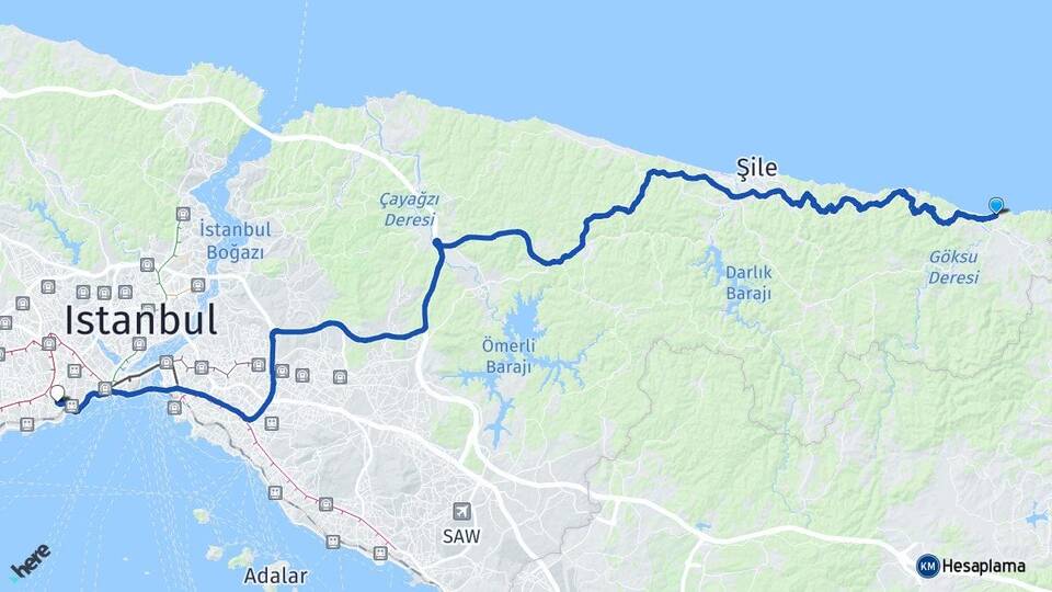 İstanbul Şile Ağva Zeytinburnu Arası Kaç Km - Yol Haritası