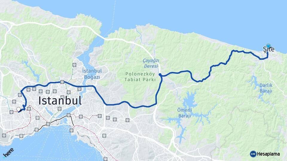 İstanbul Şile Bağcılar Arası Kaç Km - Yol Haritası