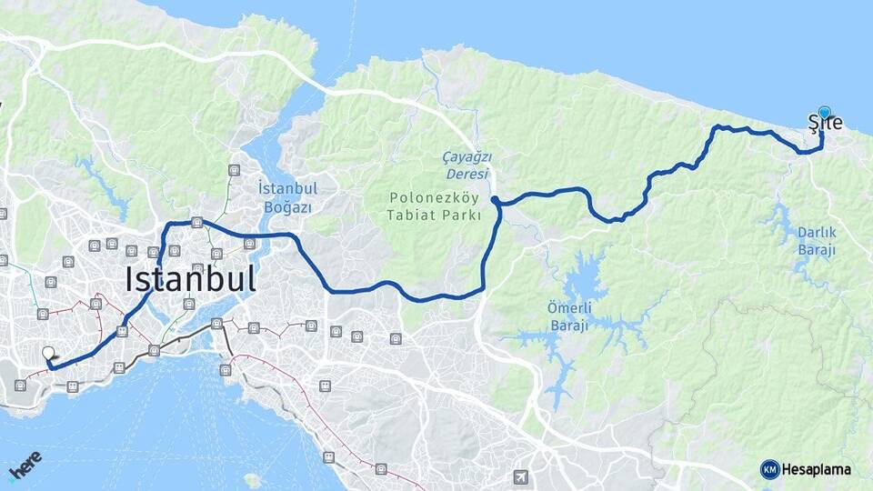 İstanbul Şile Bahçelievler Arası Kaç Km - Yol Haritası