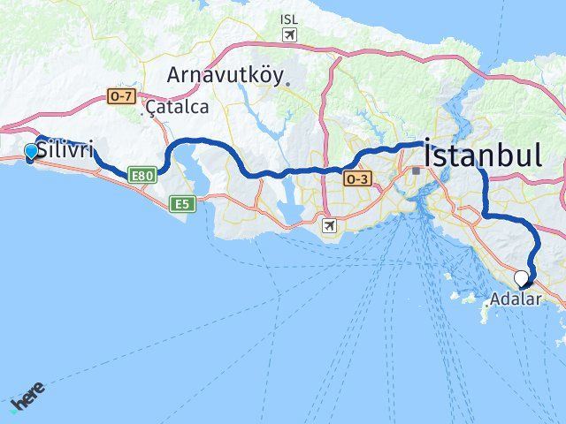 istanbul silivri kartal istanbul arasi kac km kac saat