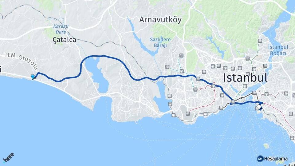 İstanbul Silivri Selimpaşa Kadıköy Arası Kaç Km - Yol Haritası