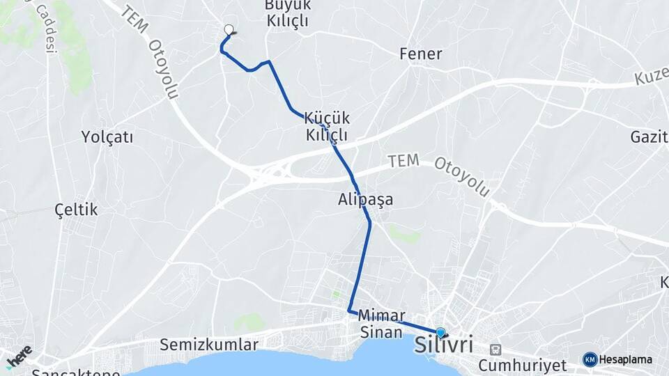 İstanbul Silivri Seymen Silivri Arası Kaç Km - Yol Haritası