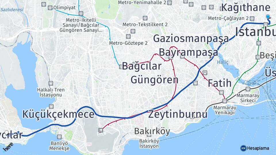 İstanbul Şişli Mecidiyeköy Avcılar Arası Kaç Km - Yol Haritası