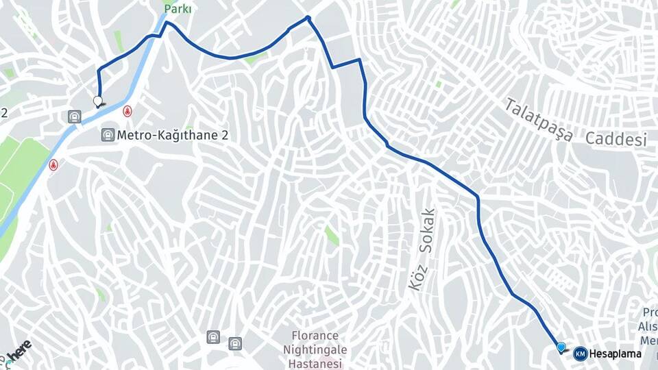 İstanbul Şişli Mecidiyeköy Kağıthane Arası Kaç Km - Yol Haritası